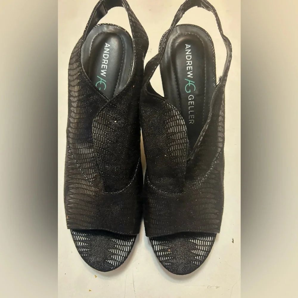 Andrew Geller Black Textured Heels